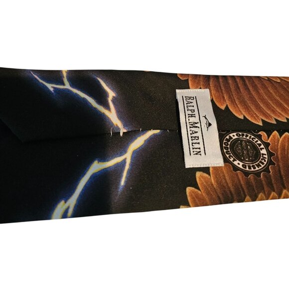 Ralph Marlin Harley Davidson Mens Tie Eagle 1995 Vintage Lightning Bolt Design - Picture 7 of 7